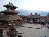 Kathmandu Bhaktapur 07 Bhairabnath Temple And Taumadhi Tole From Nyatapola Temple The triple-roofed Bhairabnath Temple, located in Taumadhi Tole square in Bhaktapur, is a rectangular temple that was completely rebuilt after the 1934 earthquake.